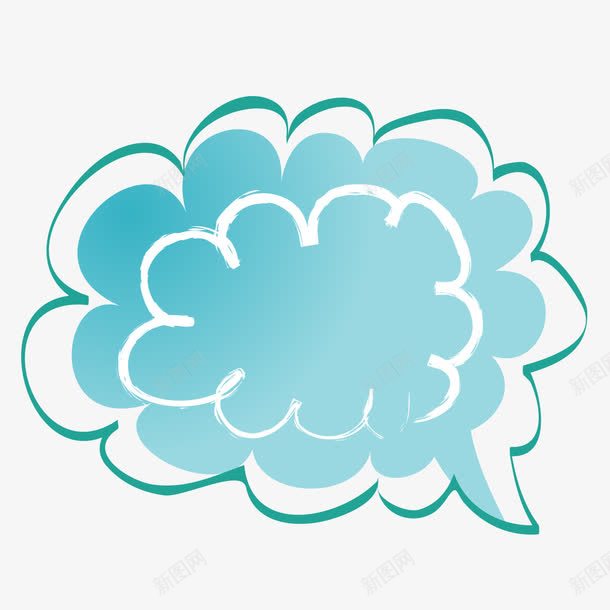蓝色云朵对话框png免抠素材_新图网 https://ixintu.com 云朵 云朵对话框 对话框 白云 蓝色