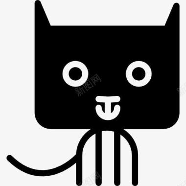 卡通猫的矩形圆脑袋图标图标