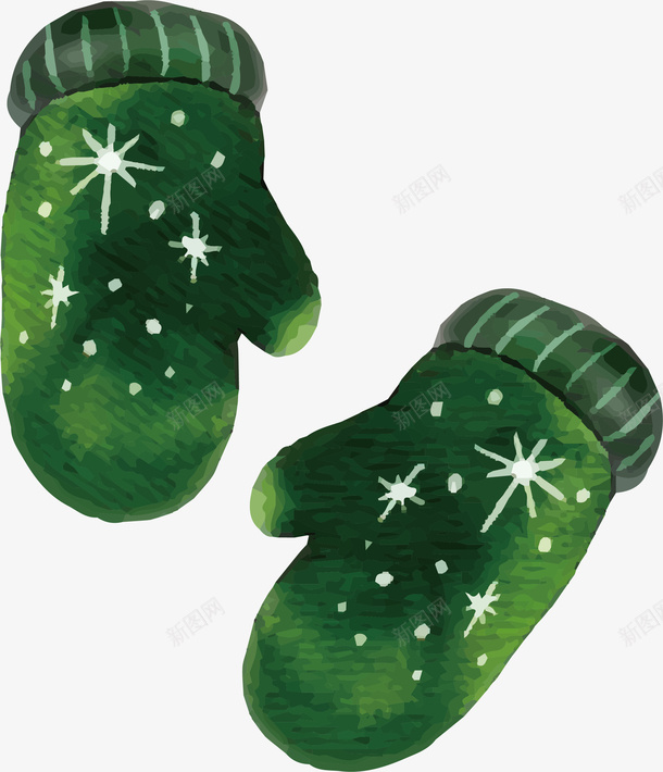 圣诞节绿色水彩手绘手套矢量图ai免抠素材_新图网 https://ixintu.com 保暖手套 圣诞手套 圣诞节 暖冬 矢量png 绿色手套 矢量图