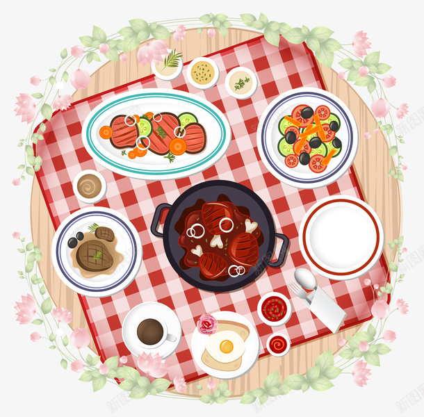 卡通餐桌psd免抠素材_新图网 https://ixintu.com 卡通美食 美食 菜肴 餐桌