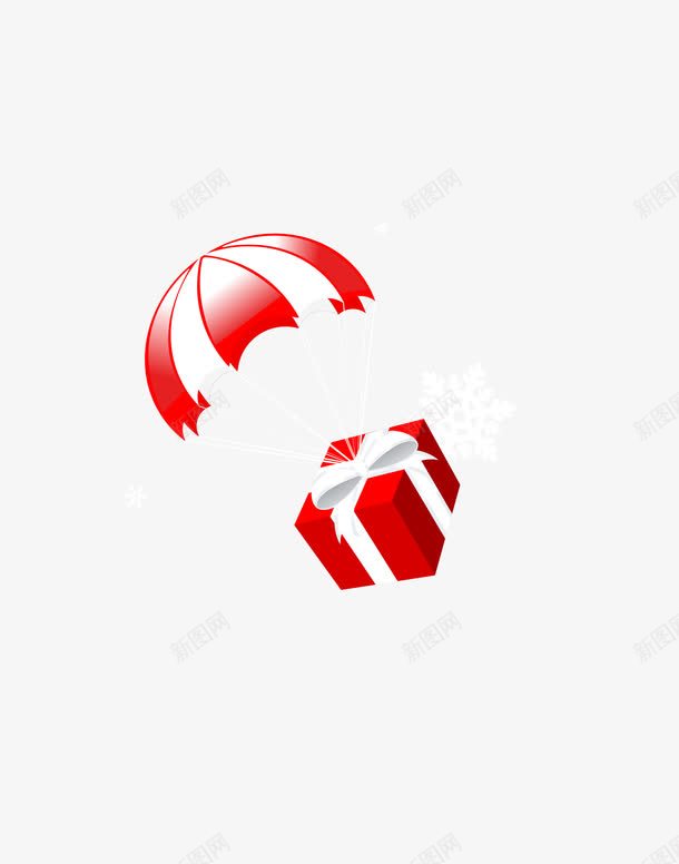 圣诞节礼物盒png免抠素材_新图网 https://ixintu.com 圣诞节 礼物盒 红色 降落伞