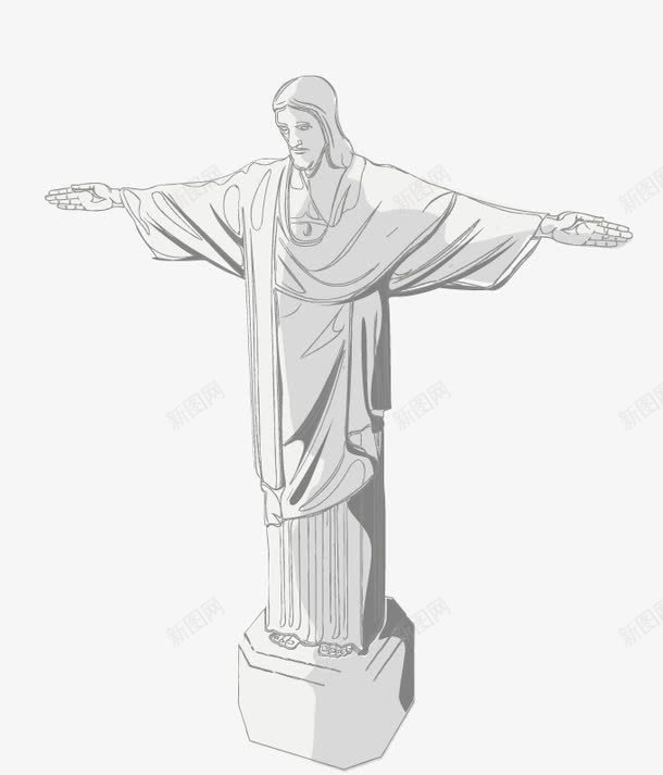 耶稣雕像png免抠素材_新图网 https://ixintu.com 上帝耶稣耶和华 巴西建筑 标志建筑 素描雕像 耶稣像 耶稣头像