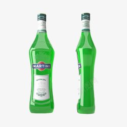 两个绿色瓶装玻璃水果酒素材