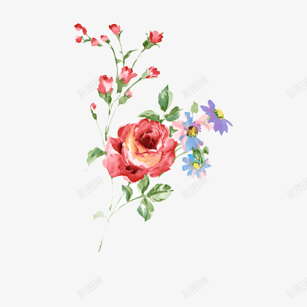 彩色手绘复古花朵psd免抠素材_新图网 https://ixintu.com 可爱 复古 彩色 手绘 花朵 鲜花