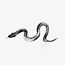 古典黑色水墨蛇素材