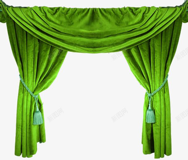 绿色窗帘png免抠素材_新图网 https://ixintu.com 帘子 窗帘 绒布 绿色