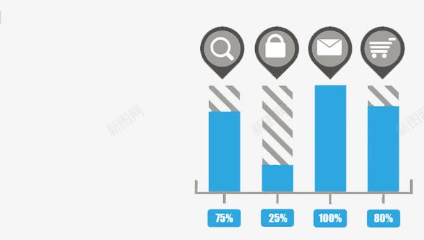 蓝色条形统计图png免抠素材_新图网 https://ixintu.com 创意 扁平化 统计图 蓝色