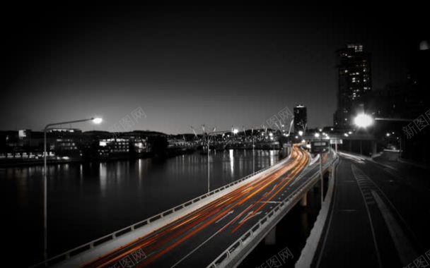 黑夜中的高架桥海报背景背景