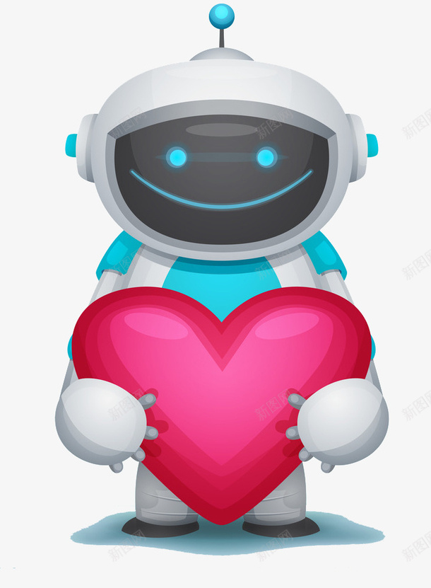 一个拿着心形的机器人png免抠素材_新图网 https://ixintu.com 一个 心形 手绘 机器人