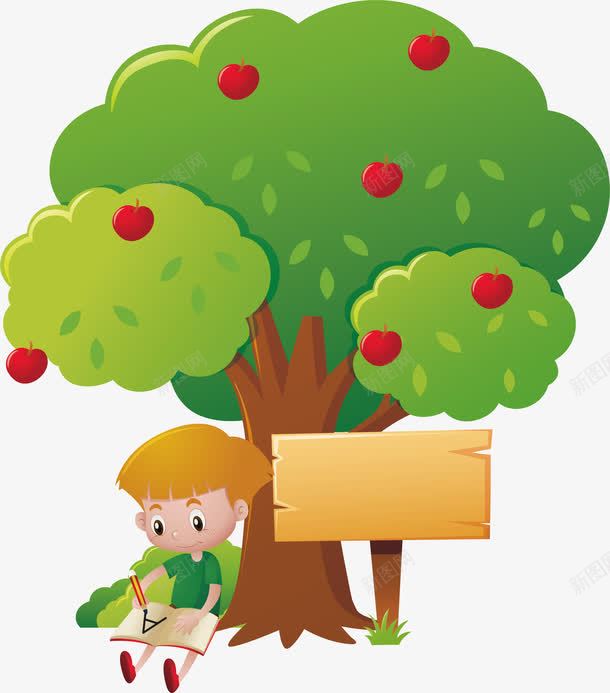 男孩苹果png免抠素材_新图网 https://ixintu.com 卡通手绘 树木叶子 水彩画 男孩苹果 装饰图案