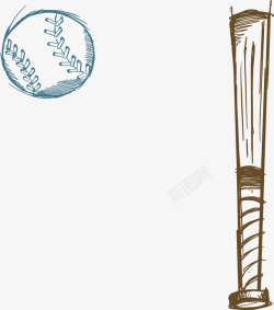 矢量棒球球杆手绘棒球高清图片