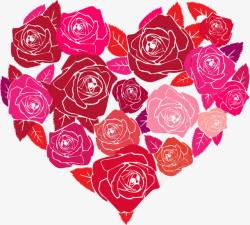 情人节手绘玫瑰心形素材