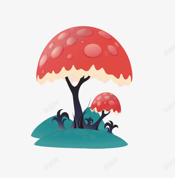 卡通蘑菇树png免抠素材_新图网 https://ixintu.com png 创意 卡通树 树