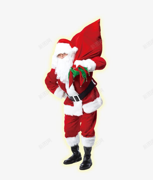 背礼物的圣诞老人png免抠素材_新图网 https://ixintu.com 圣诞节 红色礼袋 老人