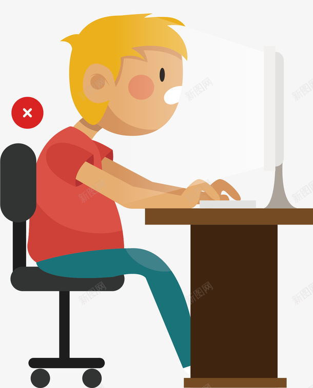 坐在电脑前的人png免抠素材_新图网 https://ixintu.com 一个人 创意 卡通手绘 电脑 白色 红色