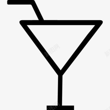 鸡尾酒概述玻璃吸管图标图标