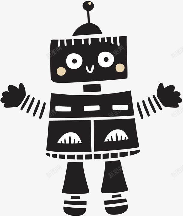 黑色机器人png免抠素材_新图网 https://ixintu.com PNG图形 卡通 机器人 装饰 黑色