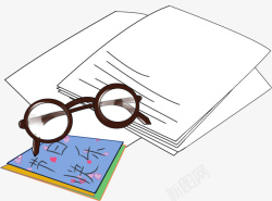 稿纸眼镜教师节稿纸眼镜插画高清图片