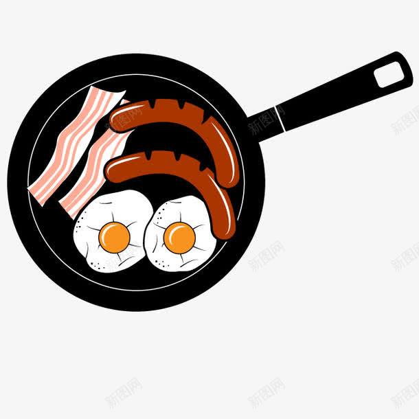 煎锅和早餐png免抠素材_新图网 https://ixintu.com 火腿 煎锅 肉片 鸡蛋