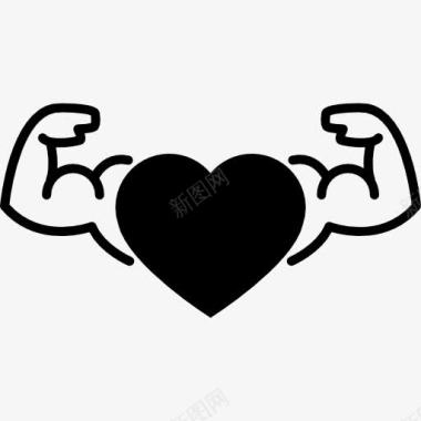 心脏肌肉男体操运动员的手臂图标图标
