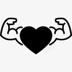 男人瘦腹部心脏肌肉男体操运动员的手臂图标高清图片