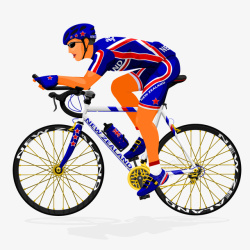 城市骑自行车手绘蓝衣自行车赛车选手矢量图高清图片