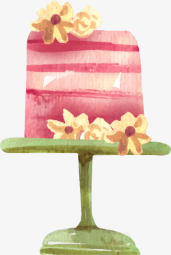 粉色花朵水彩蛋糕素材