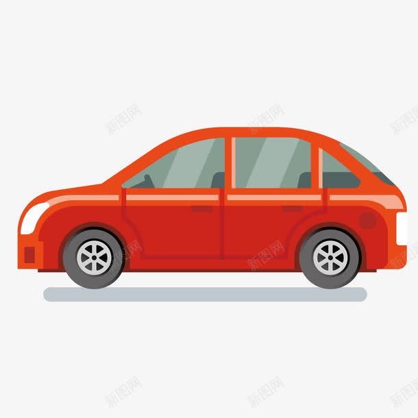 红色小汽车png免抠素材_新图网 https://ixintu.com 出行 反光 小汽车 渐变 窗户 红色 轮子