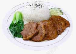 青菜鸡肉烧腊饭美食青菜鸡肉米饭高清图片