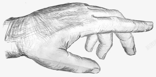 手绘一只手png免抠素材_新图网 https://ixintu.com 手 手绘 拇指 素描 绘图 食指 黑与白
