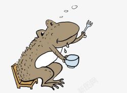 吃饭团的青蛙卡通癞蛤蟆高清图片