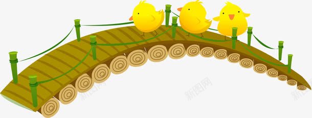 木桥png免抠素材_新图网 https://ixintu.com 卡通 手绘 木桥 装饰 鸭子