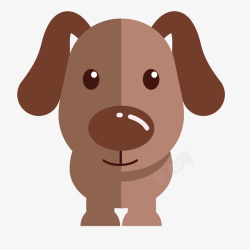 棕色宠物狗卡通扁平化小狗标签矢量图高清图片