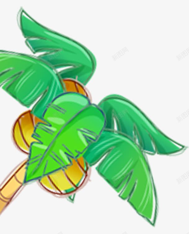 卡通绿色手绘椰子树装饰图案png免抠素材_新图网 https://ixintu.com 免抠PNG 卡通 手绘 椰子树 绿色 装饰图案