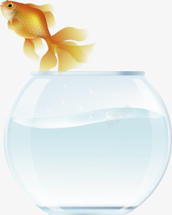 白色水缸金鱼跳出水缸场景矢量图高清图片