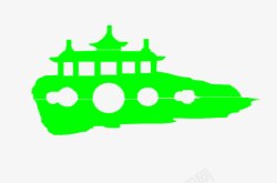 绿色五亭桥简笔画素材
