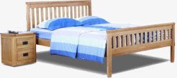 蓝色整洁床单四件套寝室素材