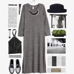 灰色连衣裙和包包素材