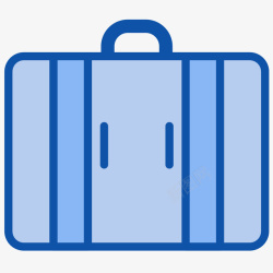 卡通蓝色线条手提行李箱素材