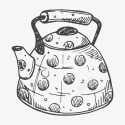 手绘卡通水壶茶壶素材