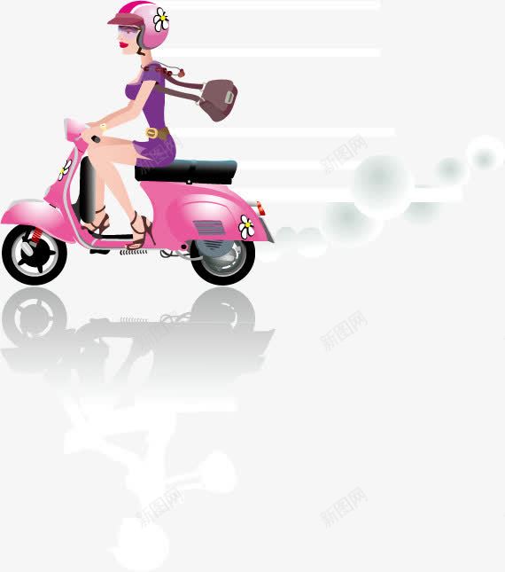 骑车的女孩png免抠素材_新图网 https://ixintu.com 女孩 摩托 粉色