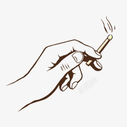 手与香烟一个拿着燃烧的烟的手矢量图高清图片