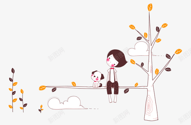 卡通手绘坐在大树上的孩子png免抠素材_新图网 https://ixintu.com 创意 动漫动画 卡通手绘 可爱的孩子 简约 美丽的大树