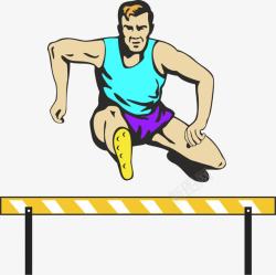 田径运动员跳跃障碍素材