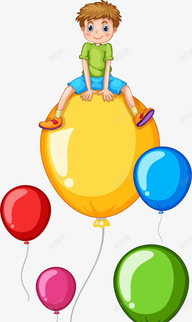 儿童节气球上的男孩png免抠素材_新图网 https://ixintu.com 上升的气球 儿童节 多彩气球 气球上的男孩 气球升空 玩具气球