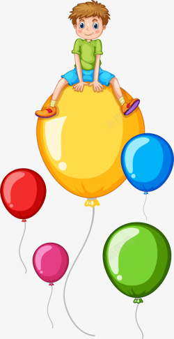 上升的气球儿童节气球上的男孩高清图片