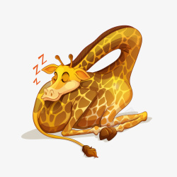 卡通睡觉的长颈鹿矢量图素材