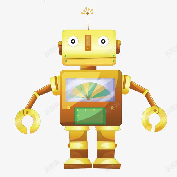 卡通黄色机器人png免抠素材_新图网 https://ixintu.com 卡通 机器人 黄色