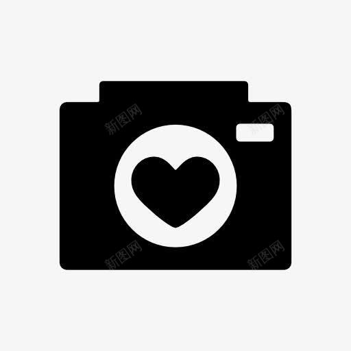 黑色爱心照相机图标png_新图网 https://ixintu.com 照相机 爱心 黑色