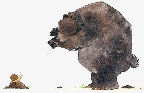 拍照png免抠素材_新图网 https://ixintu.com 创意动物插画 创意棕熊 动物 手绘黑熊 照相机